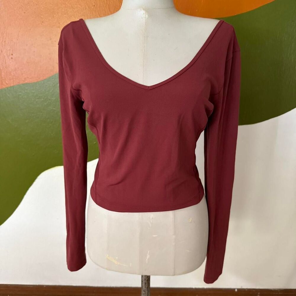 Lululemon Align Long Sleeve Crop Top Red Merlot Burgundy Gym Athleisure Size 4